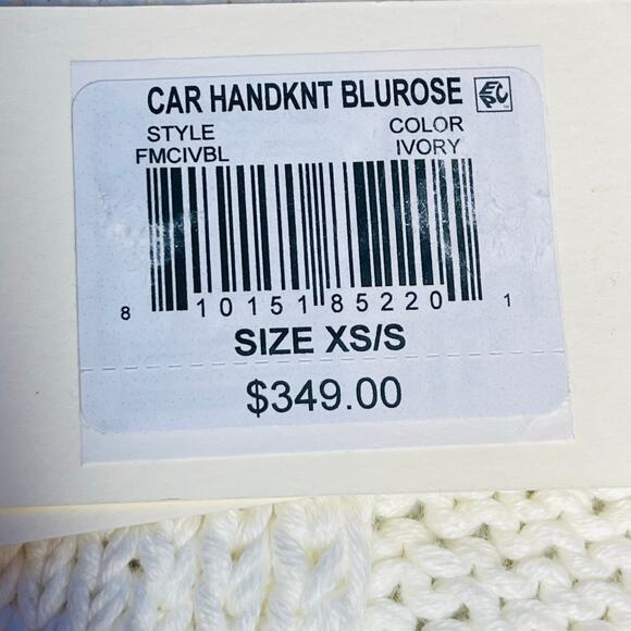 Fanm Mon Winter Bloom Blue Rose Cotton Cardigan Handmade New size XS/S Ivory - Picture 8 of 13